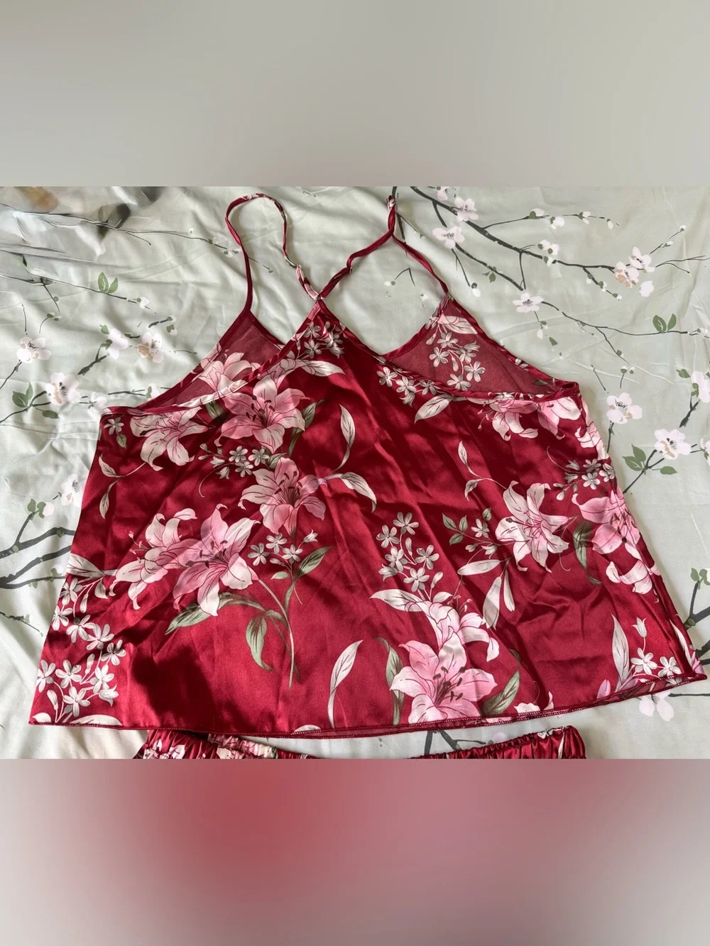 Women's Floral Satin Cami & Short Sleep Set - Red-Brand new, no tag.